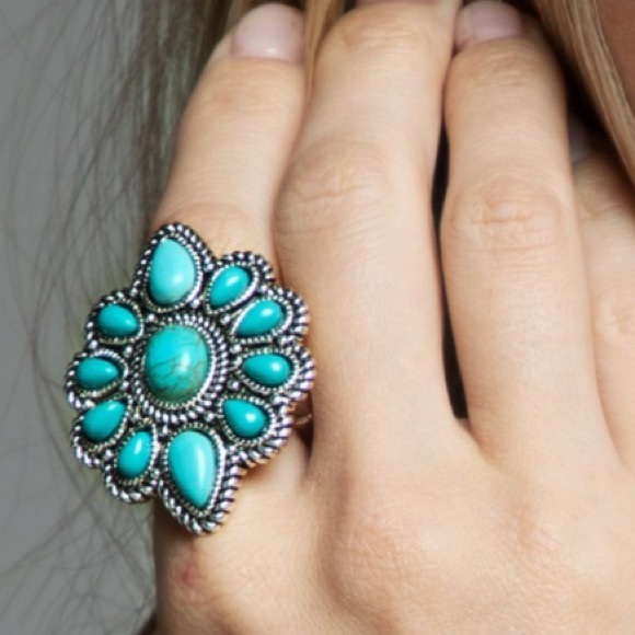 Western Concho Navajo Style Statement Ring - Picture 2 of 5